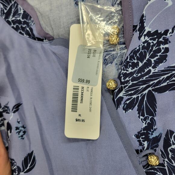 Soft Surroundings Tranquil Blooms Kimono Shirt XL Blue Floral Velvet Burnout New - Picture 6 of 14